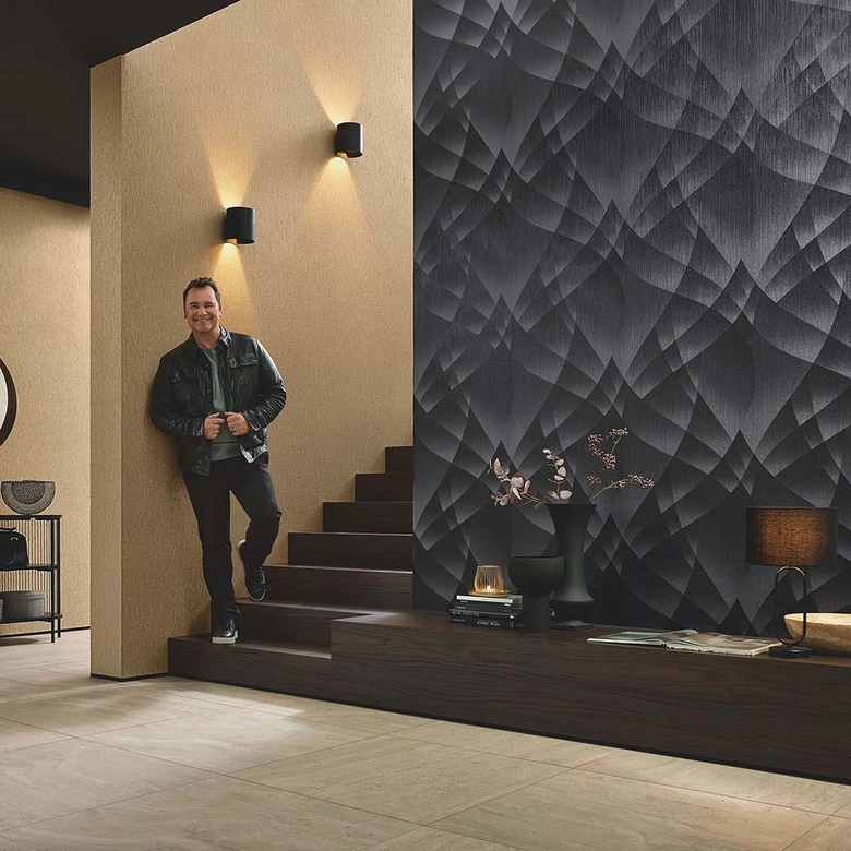 3D Tapete, geometrische Tapete Fashion for Walls 4 von Guido Maria Kretschmer schwarz 