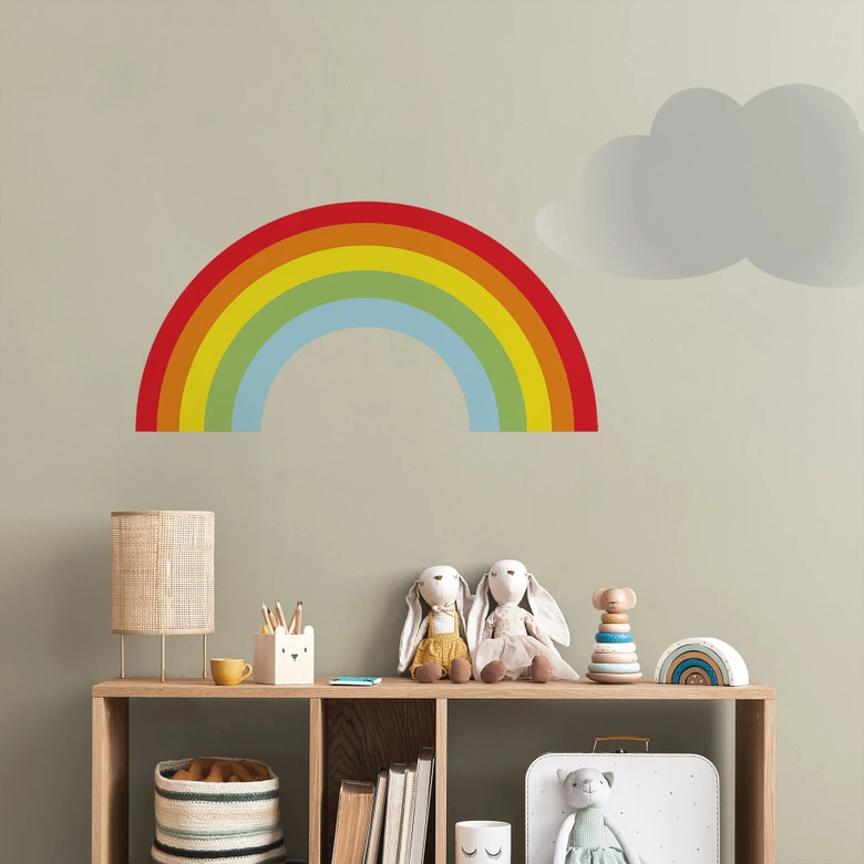 Sticker mural - Arc-en-ciel avec des nuages 