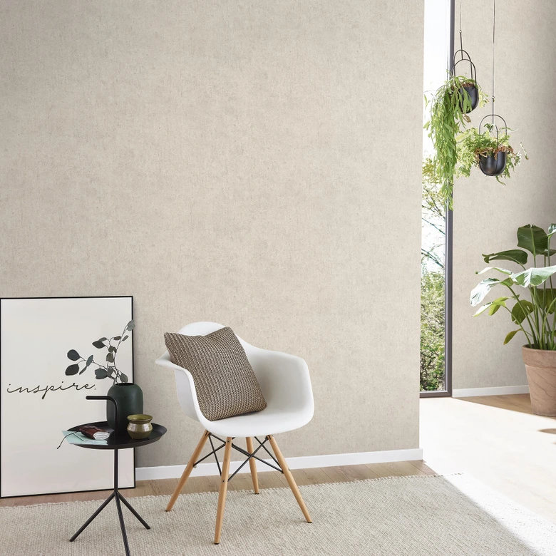 vliesbehang beton motief, effen kleuren, taupe 