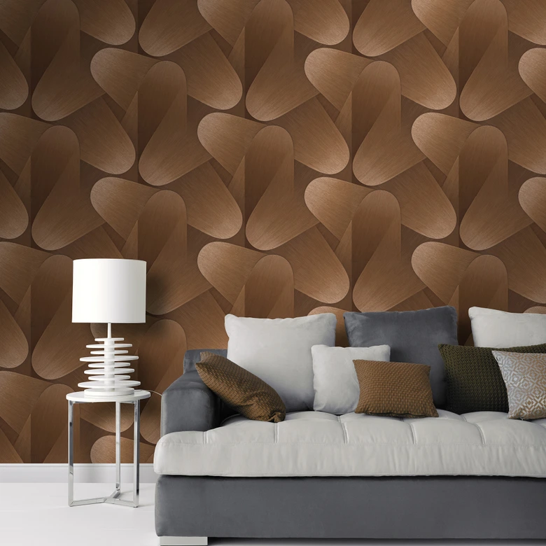 Papier peint graphique Elysium marron 