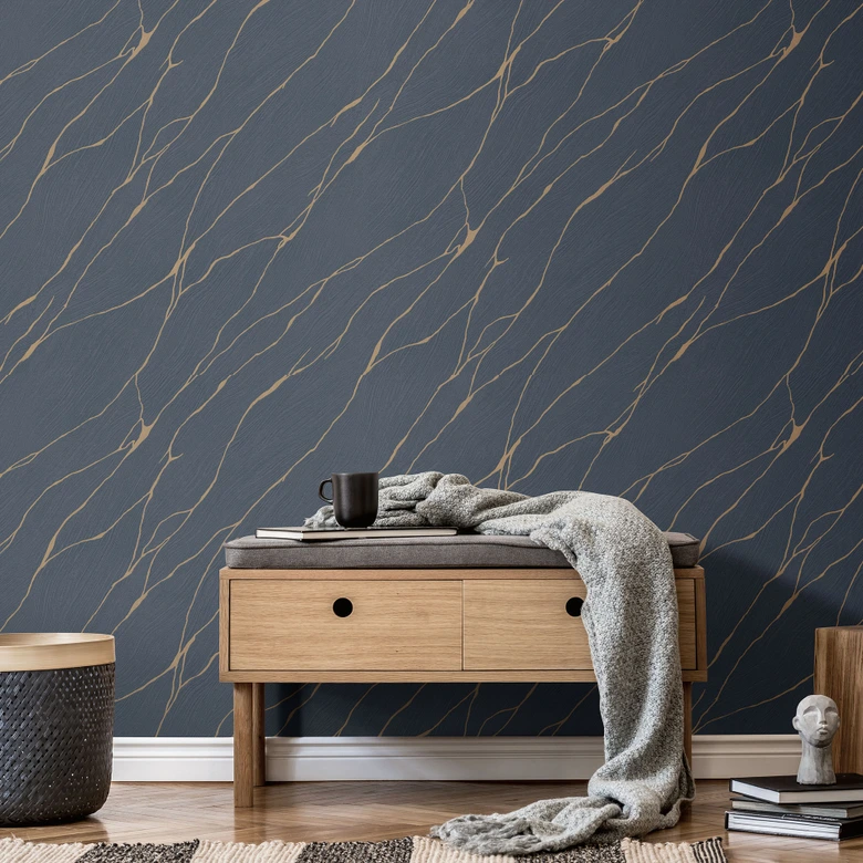 Papier peint graphique Opus bleu 