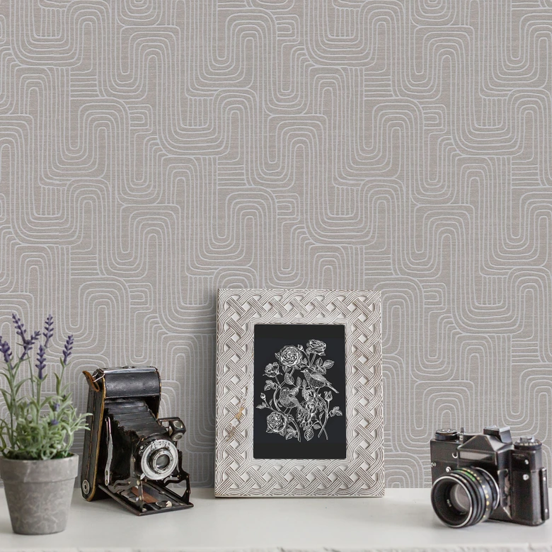 Papier peint graphique Opus gris 