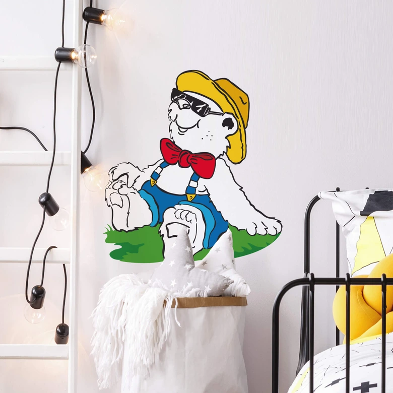 Wandtattoo Bär mit Sommerhut 