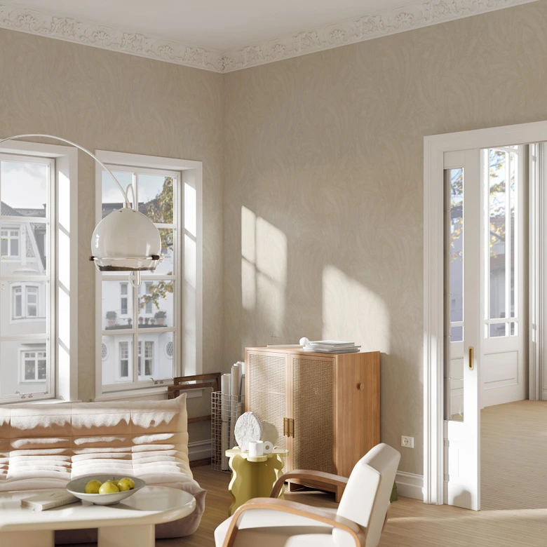Bladmotief behang Elysium beige 