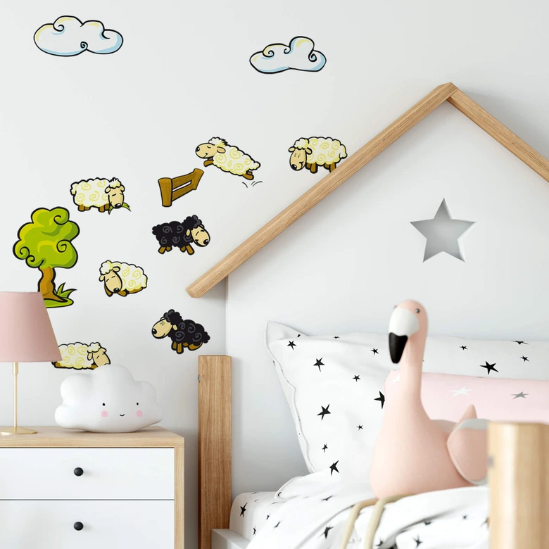 Sticker mural - Troupeau de Moutons 