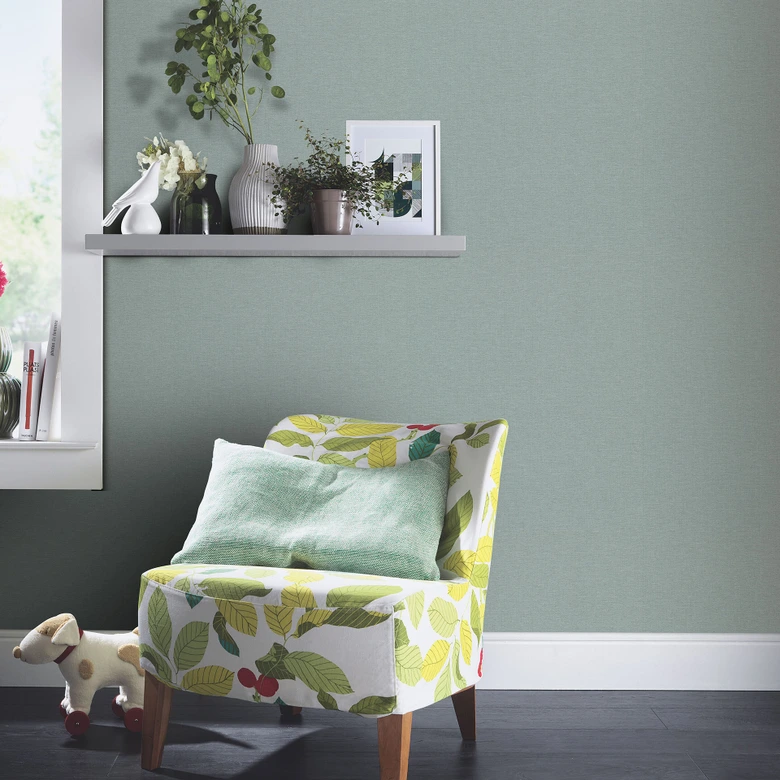 Vliestapete, Unitapete Secret Garden türkis 