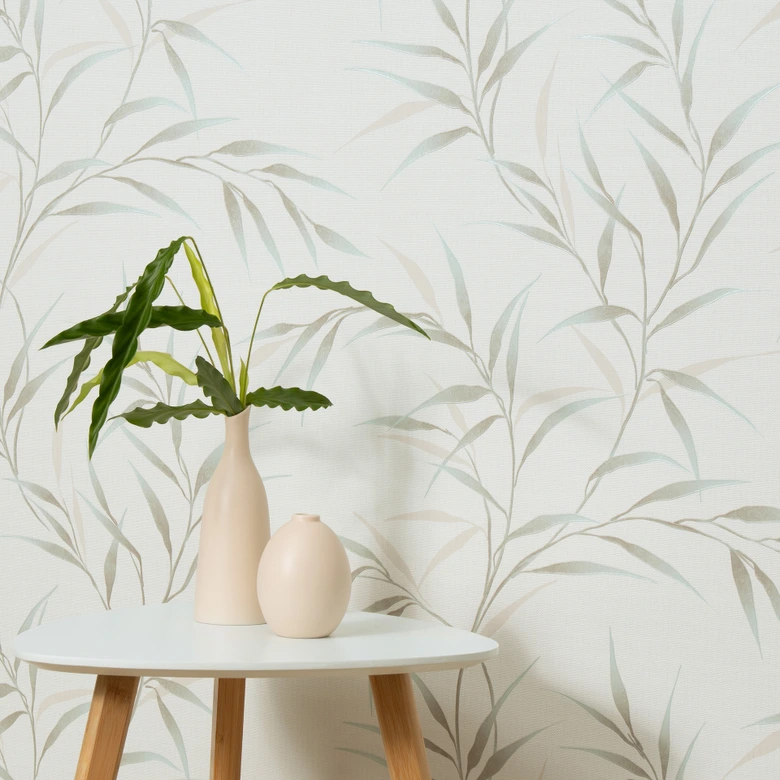Guido Maria Kretschmer Papier peint à motifs de feuilles Yamato Fashion for Walls 5 turquoise 