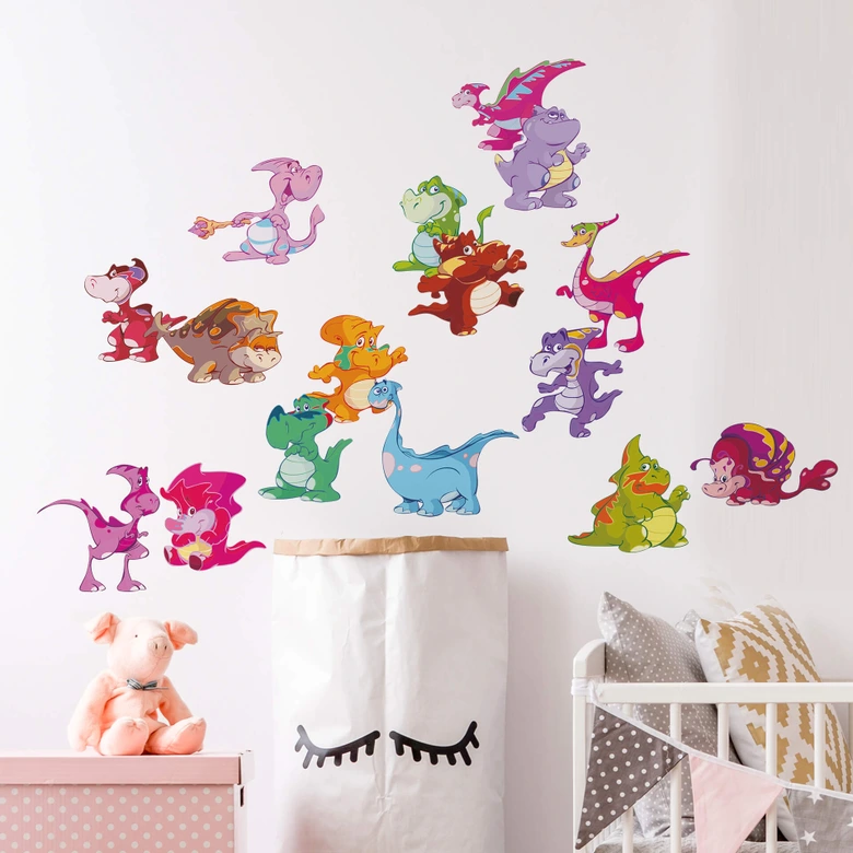 Sticker mural - Set Dinos Rigolos 