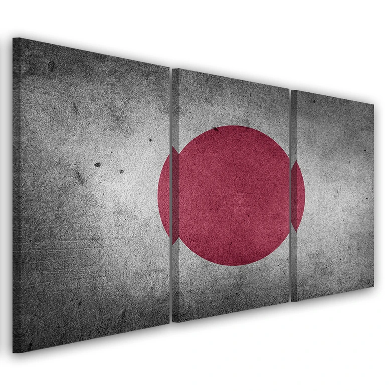 Leinwandbild 3-teilig, Flagge von Japan 