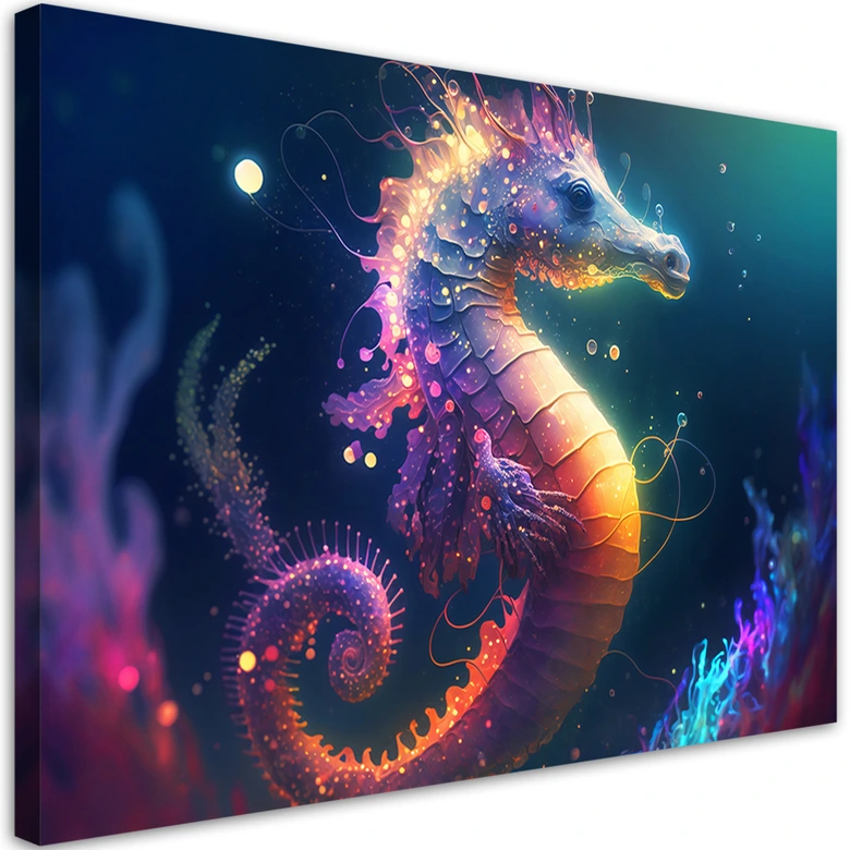 Leinwandbild, Neon-Seepferdchen 