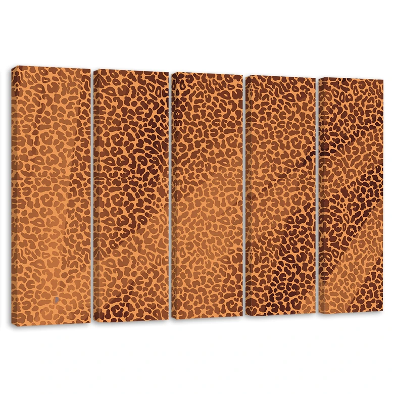 Leinwandbild 5 teilig, Leopard Leopard Pelfpatches Muster 