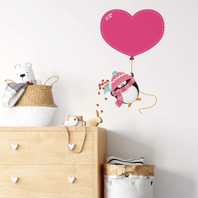 Penguin with hot air balloon Wall Sticker 