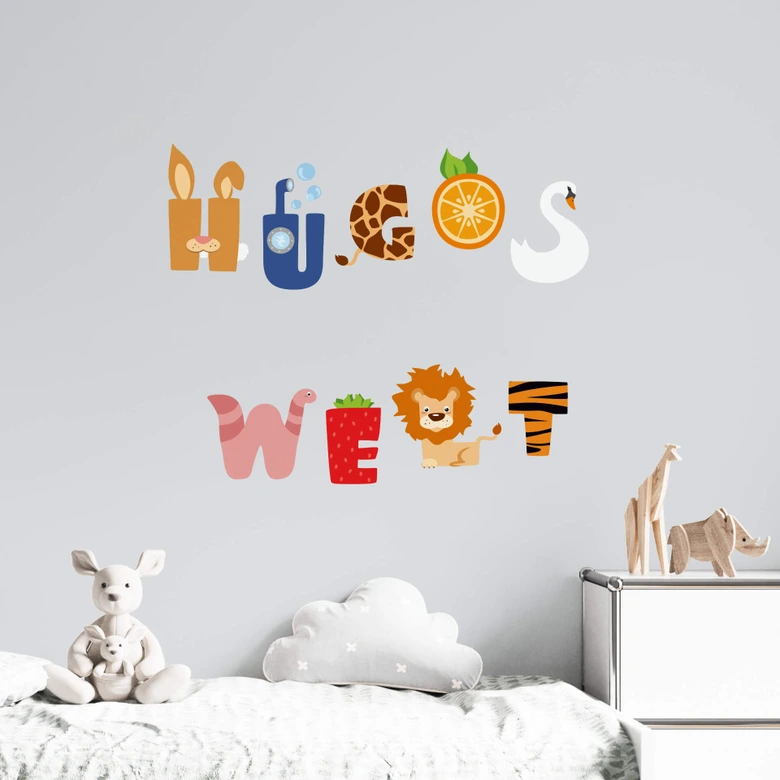 Sticker mural + Prénom alphabet pour enfants 