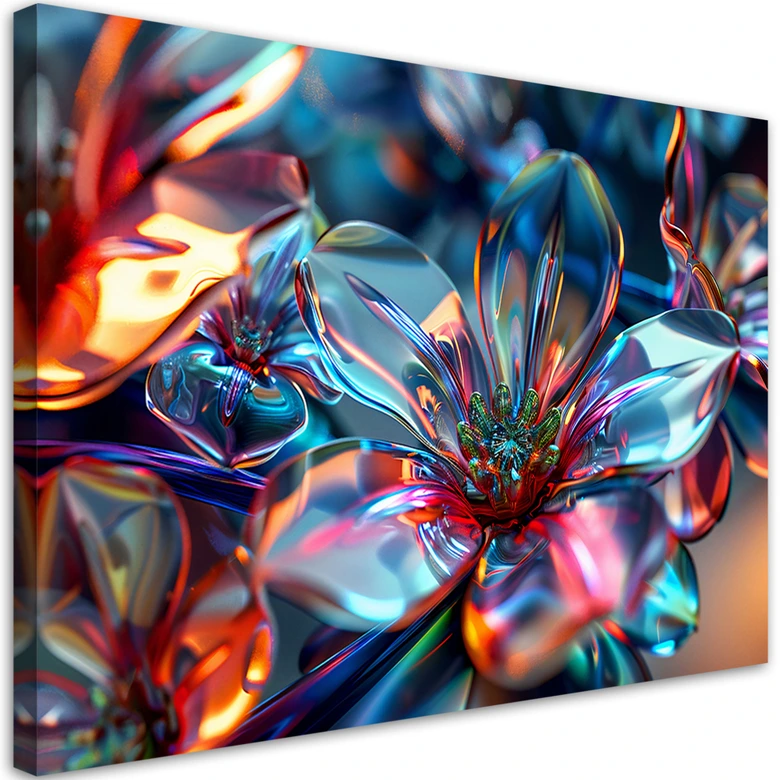 Leinwandbild, 3D-Glasblumenstrauß 