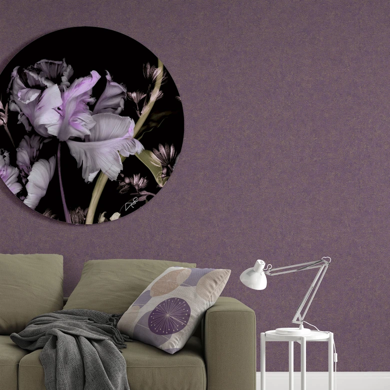 Glasbild Lila Blumen - Guido Maria Kretschmer Kollektion - Rund - Ø 70 cm 