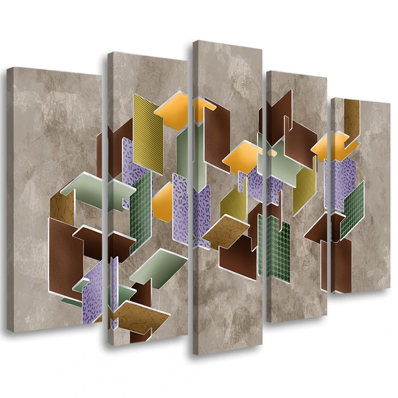 Leinwandbild 5 teilig, 3D -Rätsel 