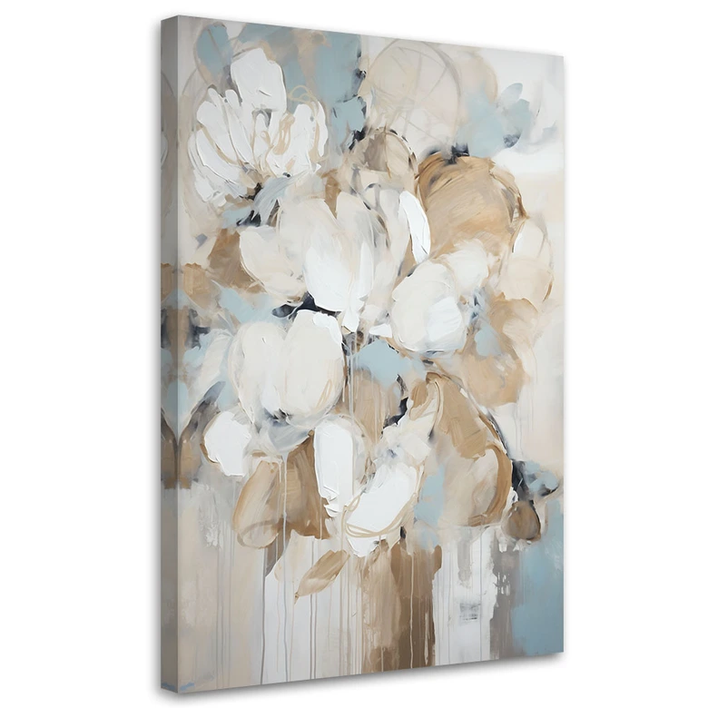 Leinwandbild Beige gemalte Blumen 