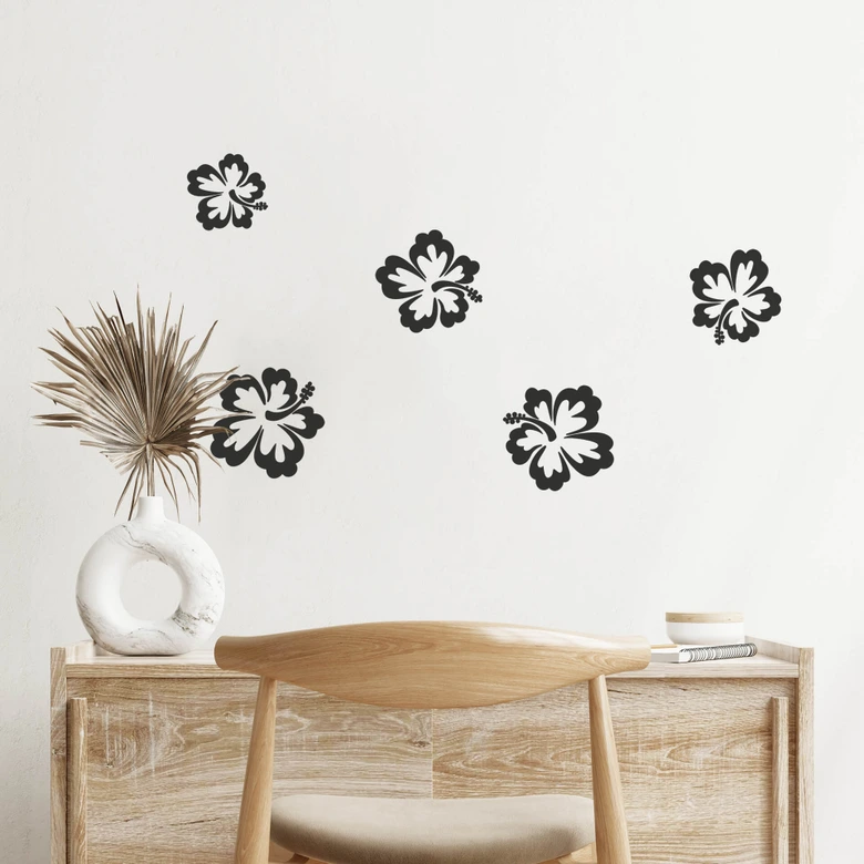 Wandtattoo Hibiskusblüten 5er-Set 