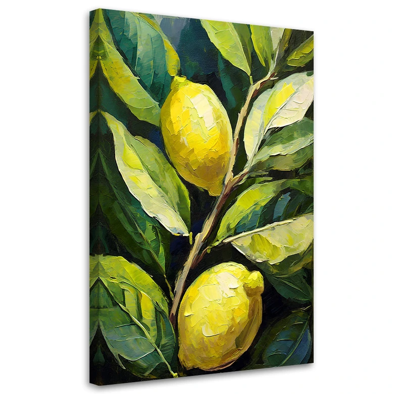 Canvasbillede, citroner akryl håndmalet 