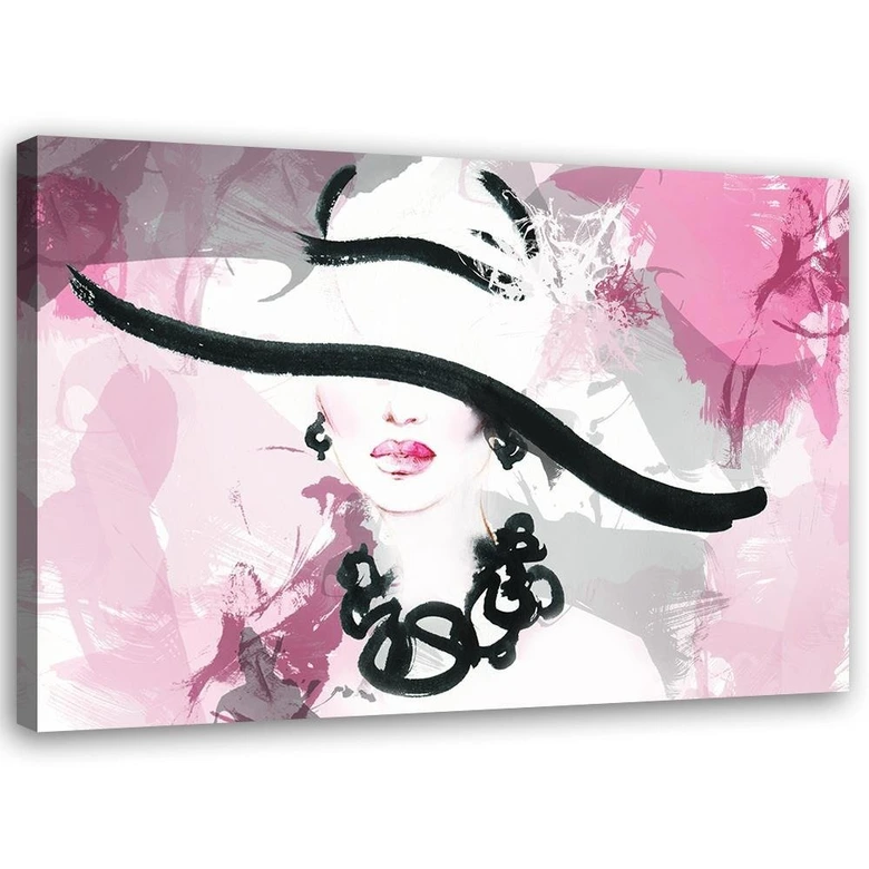 Canvasbillede, Glamour kvinde med hat 
