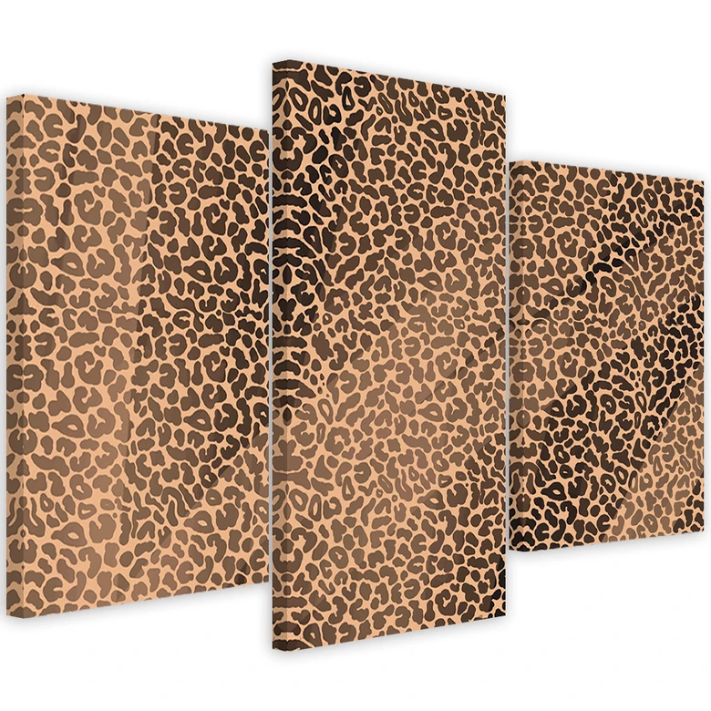 Leinwandbild 3 teilig, Leopard Leopard Pelfpatches Muster 