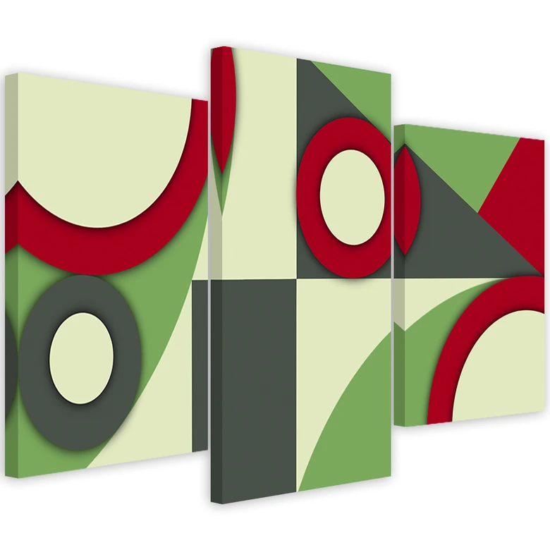 Leinwandbild 3 teilig, Geometrische Abstraktionsformen 