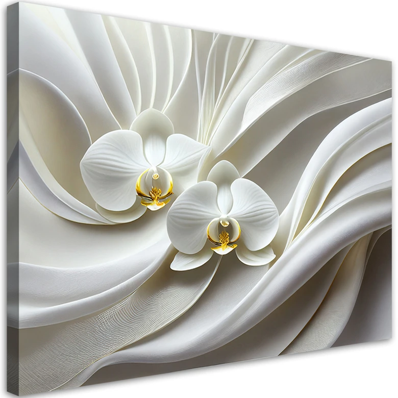 Leinwandbild Weiße Orchidee abstrakt 3D 