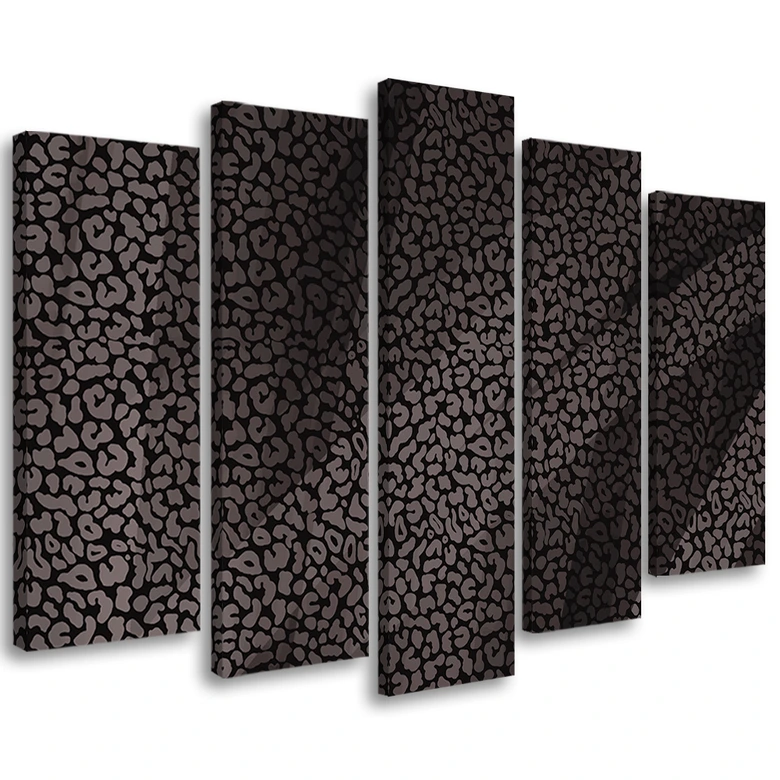 Leinwandbild 5 teilig, Leopard Leopard Pelfpatches Muster 