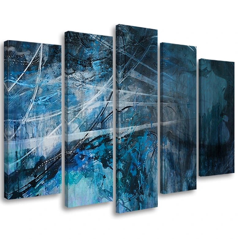 5-delige canvas print vrouwelijk blauw 