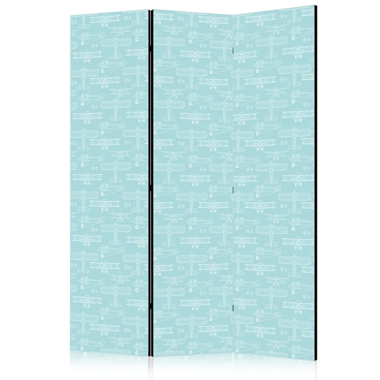 Paravent, Raumteiler freistehend, Trennwand - Sketch: Airplane Outline on Turquoise 
