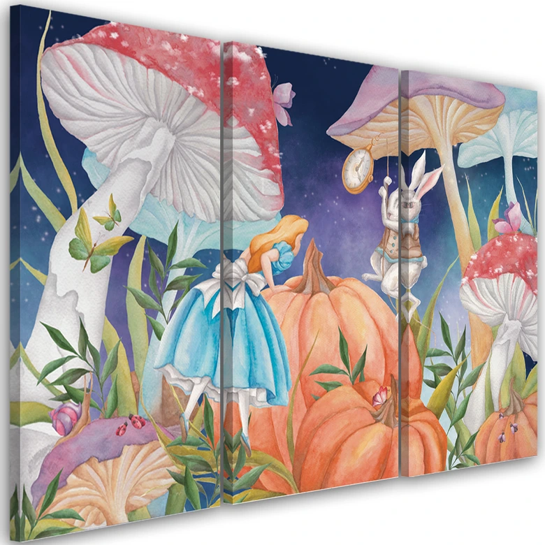 Leinwandbild 3 teilig, Little Alice im Land der Wunder 