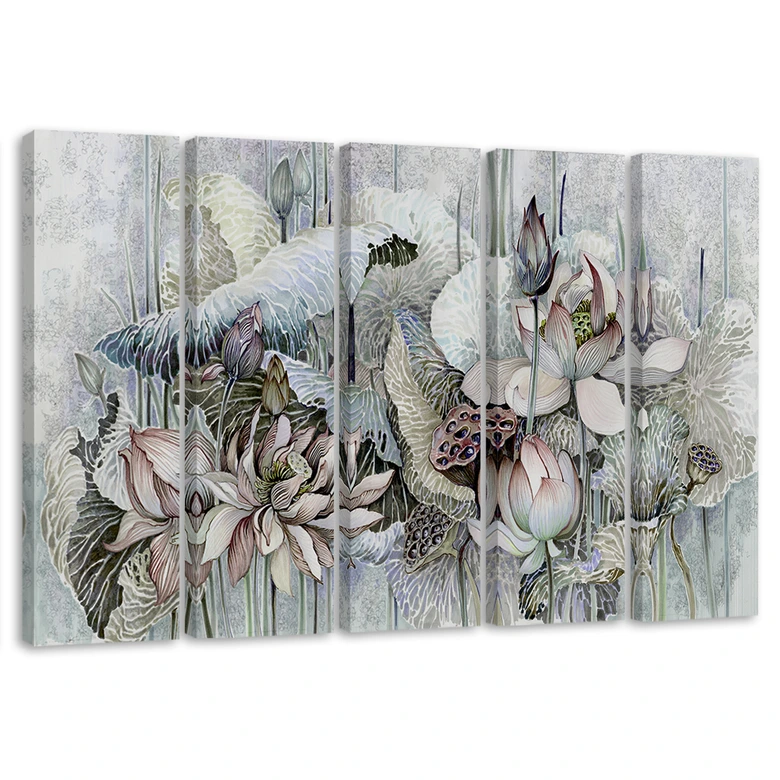 Leinwandbild 5 teilig, Saint Lotos Blumen 