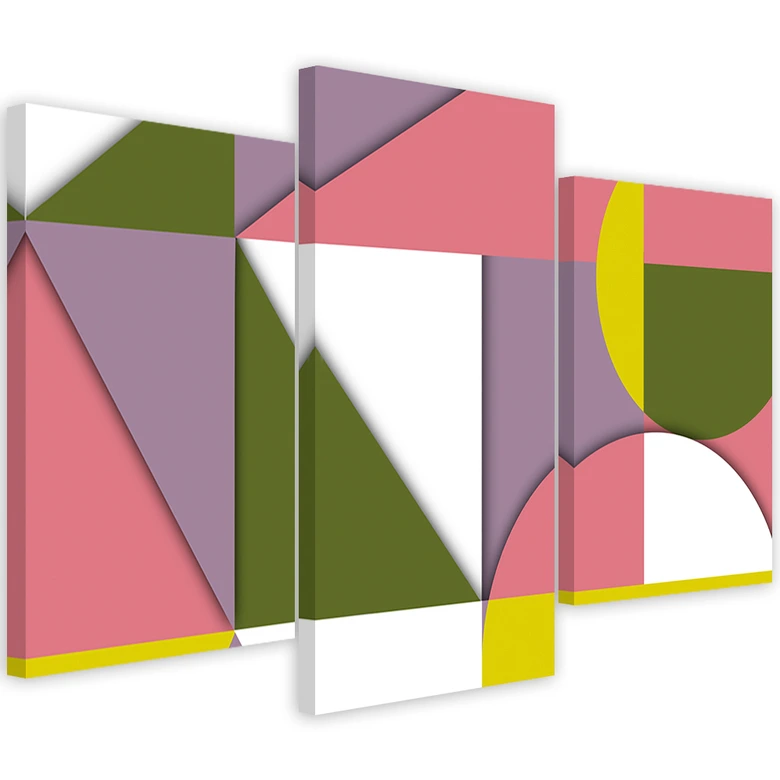 Leinwandbild 3 teilig, Geometrische Abstraktionsformen 