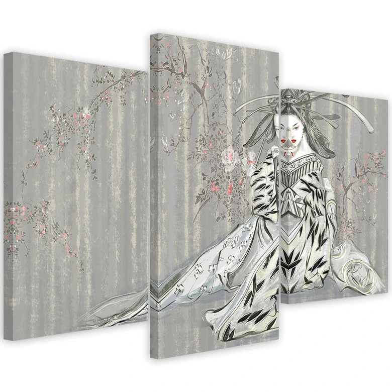 Leinwandbild 3 teilig, Traditioneller japanischer Geisha 
