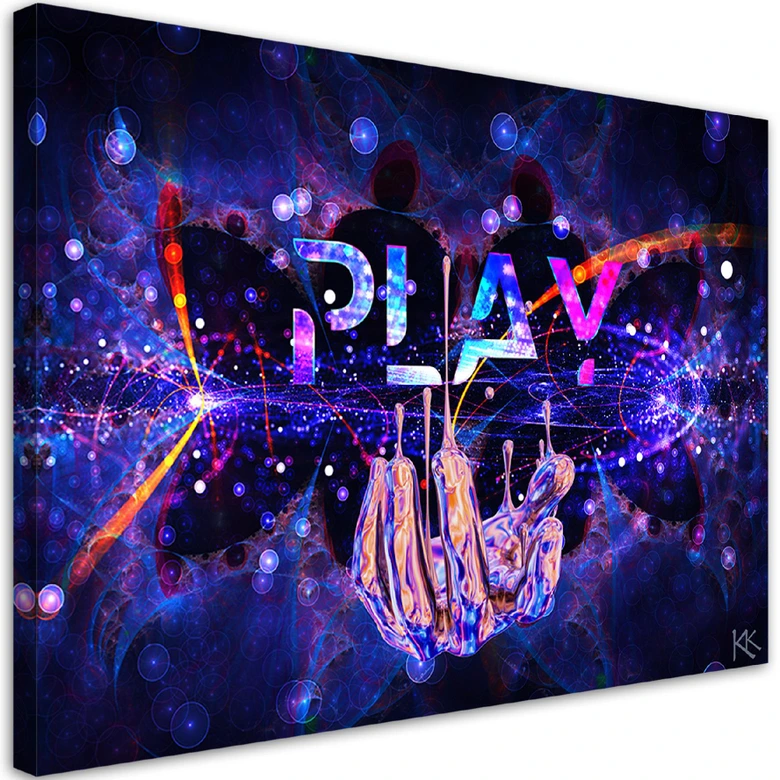 Canvasbillede, Neon spilkonsol gamer 