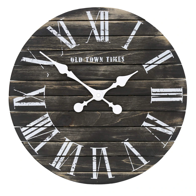 Wanduhr Holzbretter schwarz - Rund Ø45 cm 