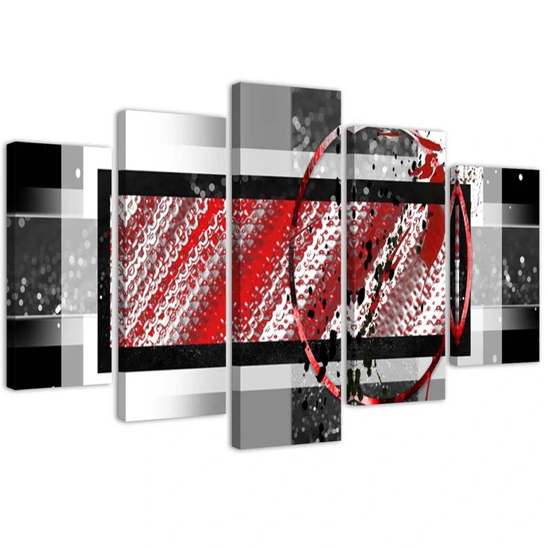 Leinwandbild 5 teilig, Rote geometrische Abstraktion 