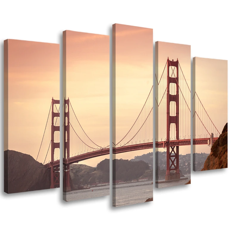 Leinwandbild 5 teilig, San Francisco Golden Gate Bridge  