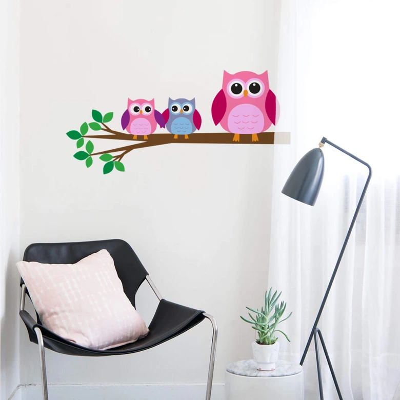 Sticker mural - Hiboux sur une branche 1 