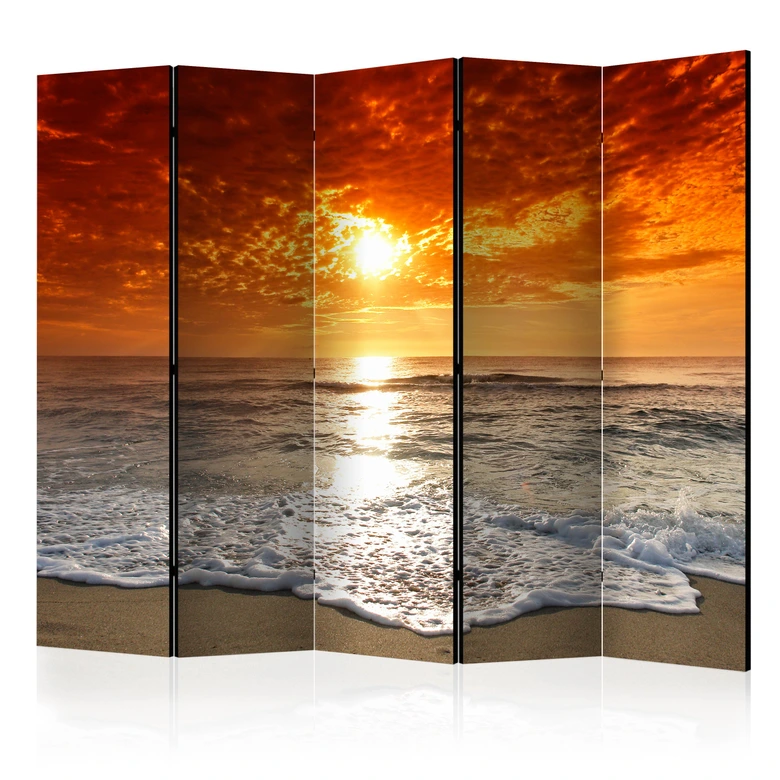 Paravent, Raumteiler freistehend, Trennwand - Marvelous sunset II, 5-teilig - einseitig bedruckt - 225x172 cm 