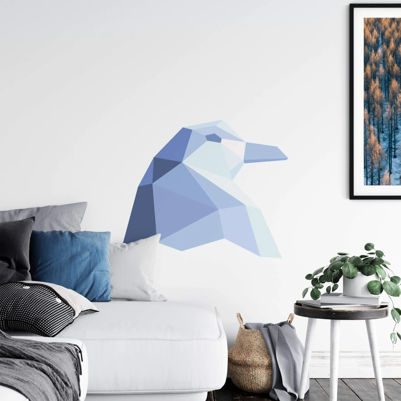 Wallsticker - Polygon - Pingvinhoved 