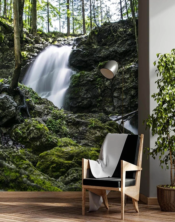 Fototapete, Wasserfall im Wald 