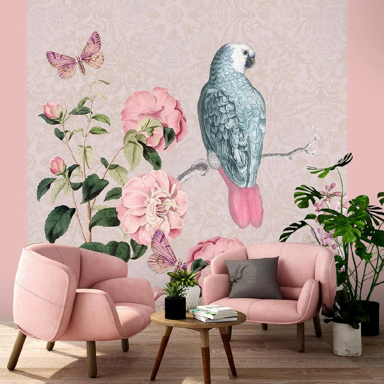 Fototapete, Tropische Papagei Vogel auf Zweig - Andrea Haase 