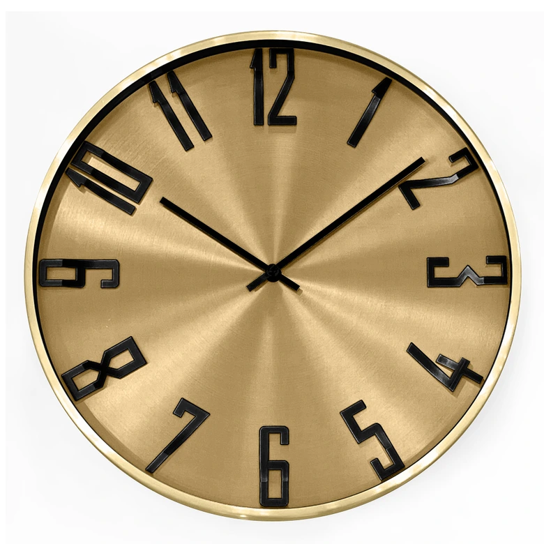 Moderne Wanduhr im Metallic-Look aus Aluminium, gold | Ø 30 cm 