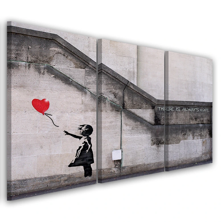 Impression sur toile en 3 parties, Banksy Balloon Girl 