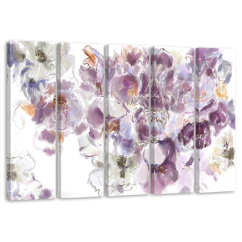 5 stykke lærredstryk, Irisblomst 