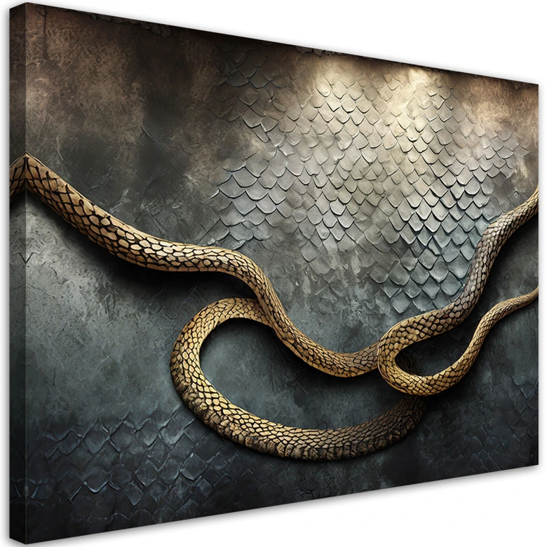 Canvas schilderij, Gouden 3D slang 