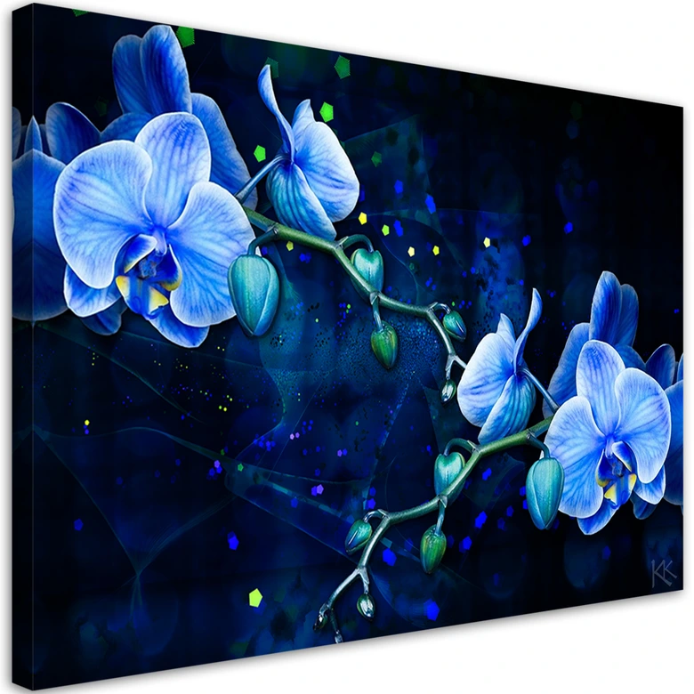 Leinwandbild, Blaue Orchideenblume 