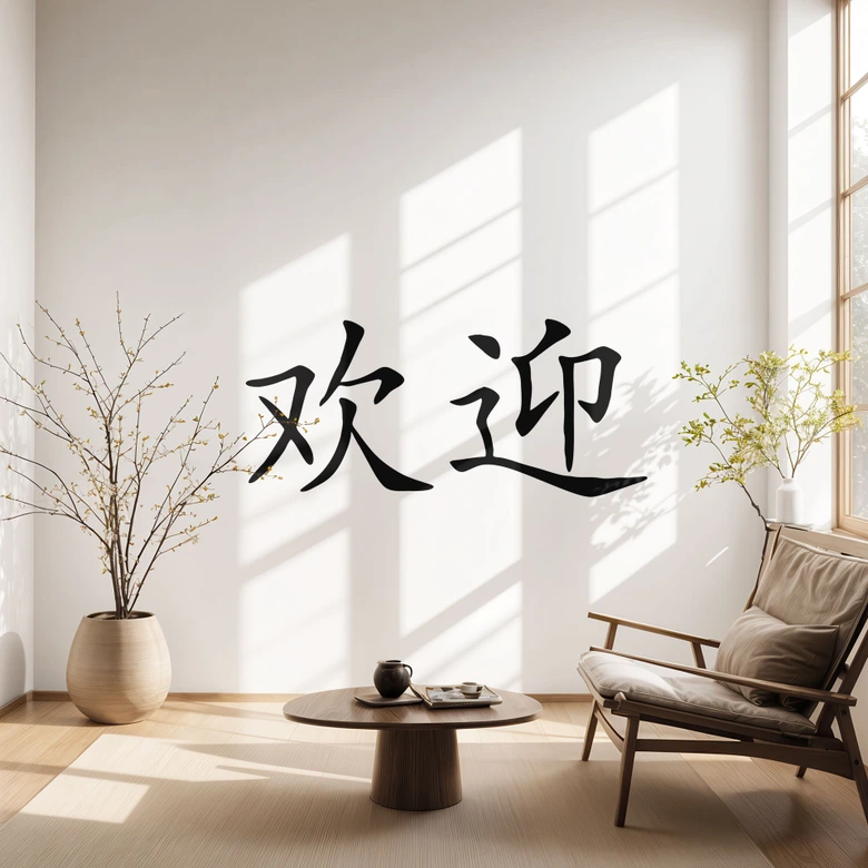 Wandtattoo Chinesisch Willkommen 