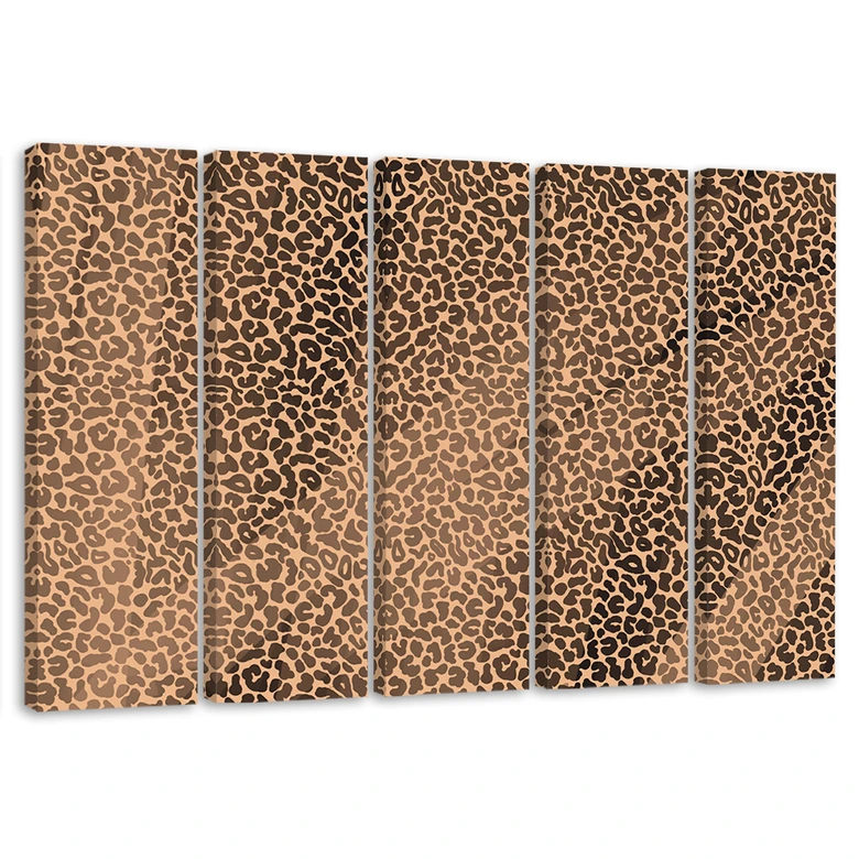 5 stykke lærredsprint, Leopard Leopard Pels Patches Mønster 